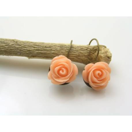 Peach Flower Earrings