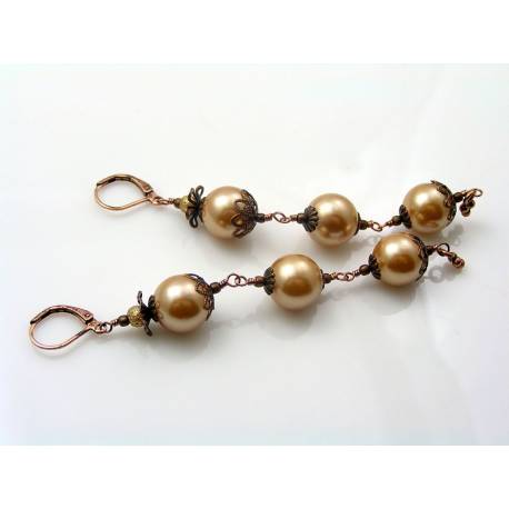 Copper Earrings with Acrylic Pearls