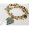 Four Strand Serpentine Bead and Carved Leaf Necklace, Seed Beads