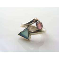 Estate Garnet and Chalcedony Sterling Silver Ring