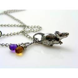 Rat Necklace, Citrine and Amethyst