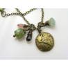 World Globe, Vesuvianite, Tourmaline and Aquamarine Charm Necklace