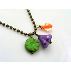 Colourful Charm Necklace, Czech Glass Shapes