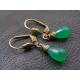 Glowing Wire Wrapped Green Onyx Earrings