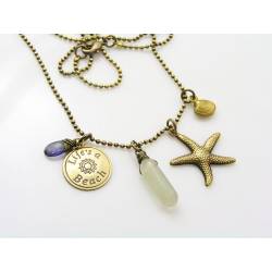 Life's a Beach, Ocean Charm Necklace with Iolite and Moonstone