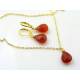Red Agate Earrings and Necklace Set