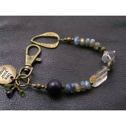 Inspirational 'Live Your Dream' Bracelet with Quartz, Amethyst, Labradorite and Peridot