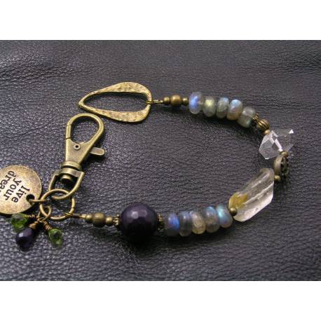 Inspirational 'Live Your Dream' Bracelet with Moonstone, Amethyst, Labradorite and Peridot