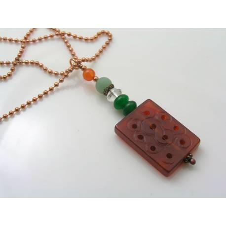 Carved Lucky Carnelian Bead Necklace