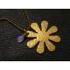 Hammered Flower Necklace with Rainbow Moonstone