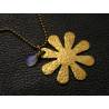 Hammered Flower Necklace with Rainbow Moonstone