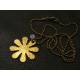 Hammered Flower Necklace with Rainbow Moonstone