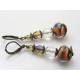 Orange and Blue Murano Style Czech Glass Bead Earrings