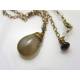 Large Gray Agate Drop and Etched Tag Pendant Necklace