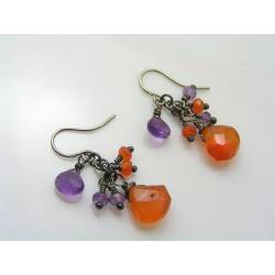 Carnelian and Amethyst Earrings