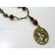 Thorn Bird and Roses Necklace, Red Crystal