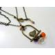 Cute Prasiolite, Carnelian and Amethyst Bird Necklace