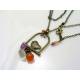 Cute Prasiolite, Carnelian and Amethyst Bird Necklace