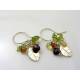 Gemstone Cluster and Sterling Leaf Earrings