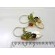 Gemstone Cluster and Sterling Leaf Earrings