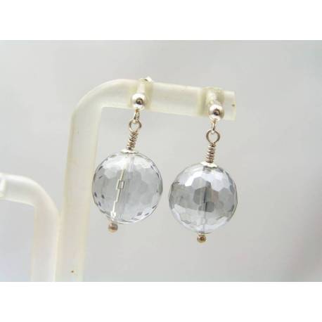 Mystic Quartz Disco Ball Earrings, Sterling Silver