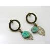 Carved Turquoise Flower and Leaf Stud Earrings