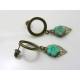 Carved Turquoise Flower and Leaf Stud Earrings