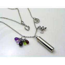 Urn Necklace with Gemstones and Charms