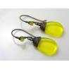 Yellow Earrings, Wire Wrapped Czech Glass Earrings