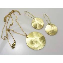 Textured Brass Earrings and Necklace Set