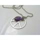 Large Peace Sign Body Necklace with Amethyst