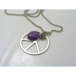 Peace Sign Body Necklace with Amethyst