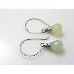 Prehnite Earrings, Titanium Ear Wires, Hypoallergenic