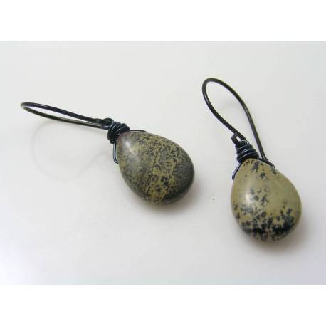 Wire Wrapped Earrings with Apache Jasper