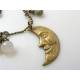 Moonstone and Crescent Moon Pendant Necklace