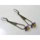 Long Slender Wire Wrapped Amethyst and Honey Quartz Earrings