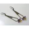 Wire Wrapped Earrings with Amethyst and Honey Quartz