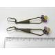Long Slender Wire Wrapped Amethyst and Honey Quartz Earrings