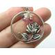 Rose Pendant Necklace with Pink and Aqua Gemstone Drops