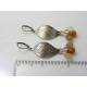 Peach, Grey and White Moonstone Leaf Earrings