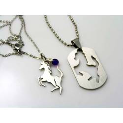 Matching Couple Necklaces with Horse Pendants