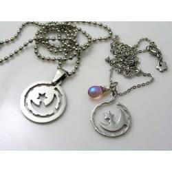 Matching Couple Necklaces with Crescent Moon and Stars