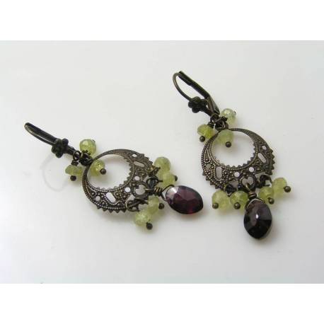 Grossular and Pyrope Garnet Chandelier Earrings