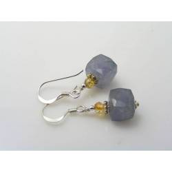 Iolite and Citrine Earrings, Sterling Silver