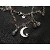 Crescent Moon and Star Necklace with Moonstones and Labradorite