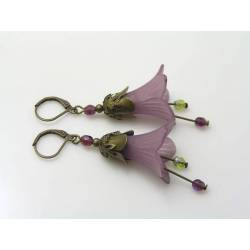 Purple Lucite Flower Earrings