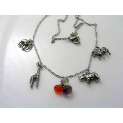 African Animal Necklace, Gemstones