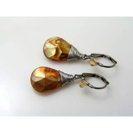 Golden Brown Drop Earrings