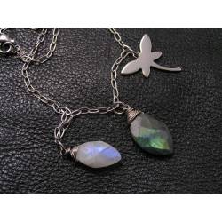 Dragonfly, Labradorite and Moonstone Necklace