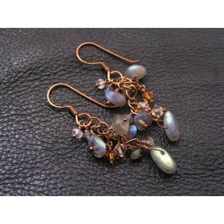 Labradorite and Swarovski Crystal Earrings